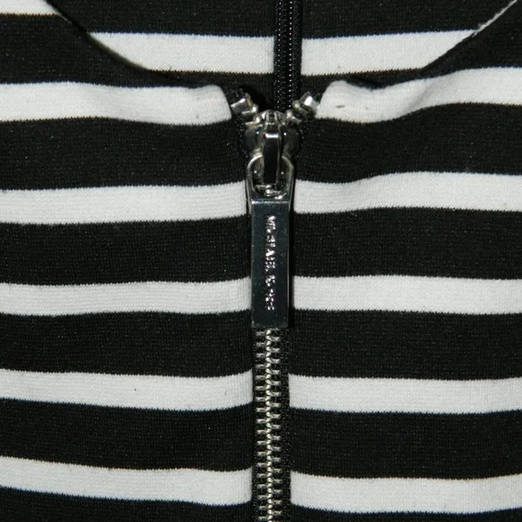 Michael Kors Zip Front Striped Dress Flare Sz 4 (X-40) - Picture 2 of 4